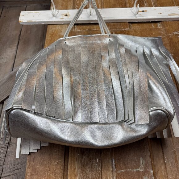 Steve Madden Silver Fringe Tote Bag - Picture 14 of 14
